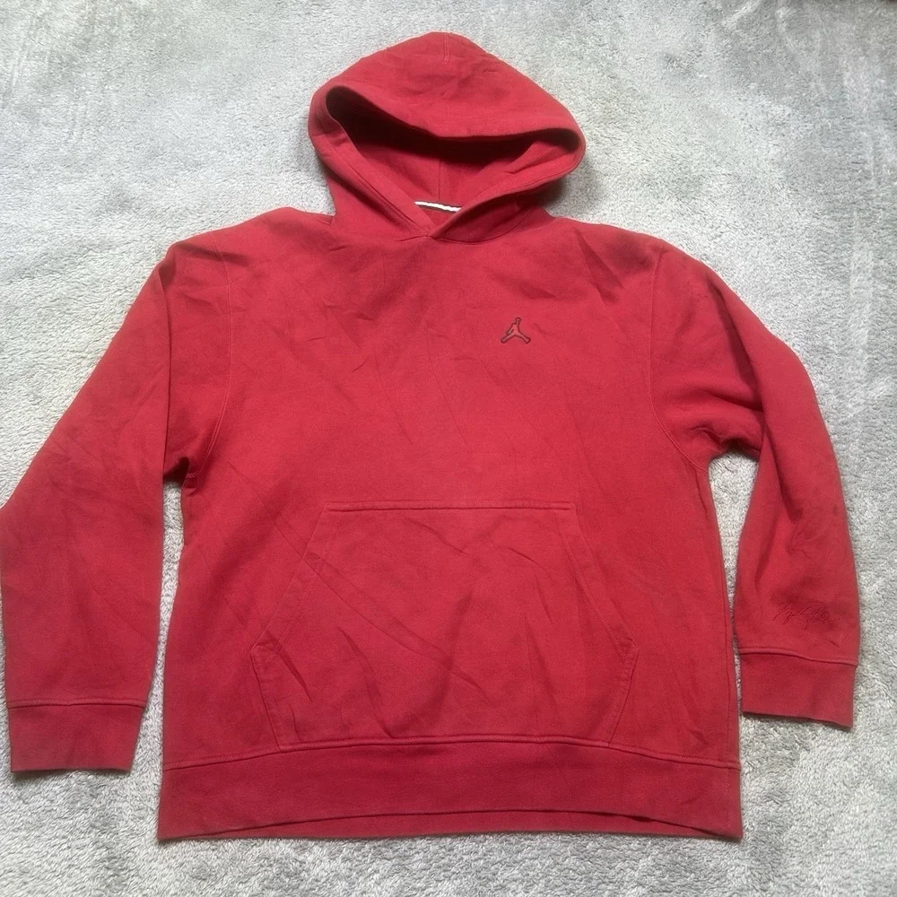Nike Jordan Essentials Fleece Pullover Hoodie Mens L Red Sweatshirt SPOTS DA9818